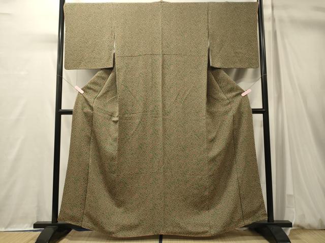 平和屋着物■上質な小紋　舞花文　鬼しぼ縮緬　正絹　逸品　CABM0961oy