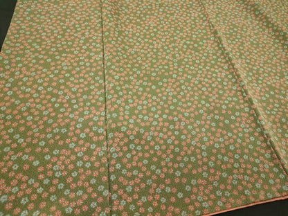 平和屋着物■上質な小紋　舞花文　鬼しぼ縮緬　正絹　逸品　CABM0961oy