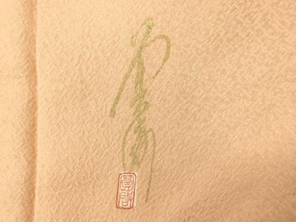 平和屋着物■本草木染作家　圓啓　色無地　紋意匠　洗柿色　正絹　逸品　CABM0969oy