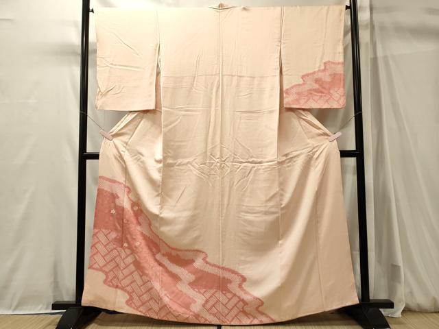 平和屋着物■訪問着　刺繍　絞り　芝草花文　金彩　正絹　逸品　CABM0980oy