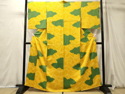 平和屋着物■上質な小紋　絞り　雲取り文　正絹　逸品　CABM0990oy