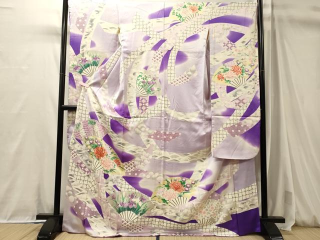 平和屋着物■豪華振袖　駒刺繍　扇面花文　暈し染め　正絹　逸品　CABM0995oy