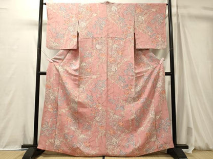 平和屋着物■上質な小紋　草花竹文　暈し染め　正絹　逸品　CABM1000oy