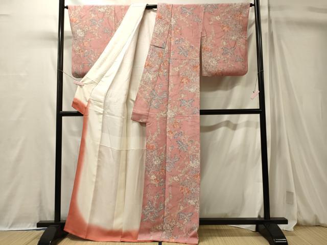平和屋着物■上質な小紋　草花竹文　暈し染め　正絹　逸品　CABM1000oy