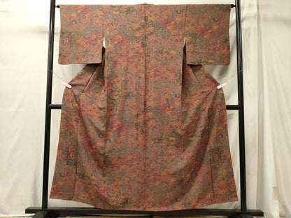 平和屋着物■上質な小紋　舞蝶草花文　暈し染め　正絹　逸品　CABM1006oy