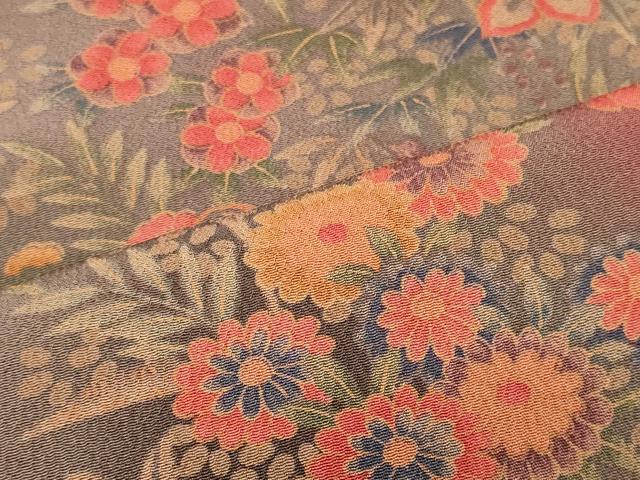 平和屋着物■上質な小紋　舞蝶草花文　暈し染め　正絹　逸品　CABM1006oy