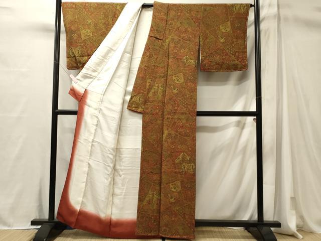 平和屋着物■上質な小紋　人物更紗花文　鬼しぼ縮緬　正絹　逸品　未使用　CABM1007oy