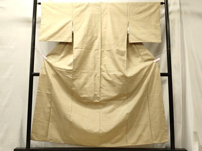 平和屋着物■上質な紬　白橡色　正絹　逸品　CABM1017oy