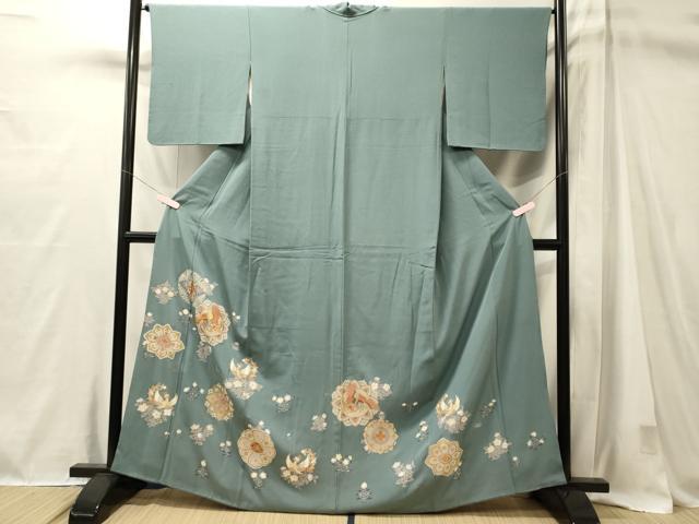 平和屋着物■色留訪問着　駒刺繍　鳳凰花文　金彩　正絹　逸品　CABM1025oy