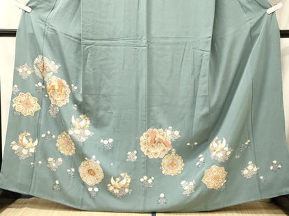 平和屋着物■色留訪問着　駒刺繍　鳳凰花文　金彩　正絹　逸品　CABM1025oy
