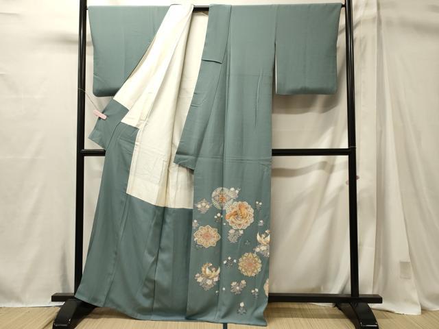 平和屋着物■色留訪問着　駒刺繍　鳳凰花文　金彩　正絹　逸品　CABM1025oy
