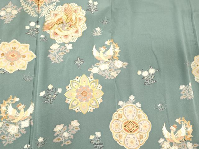 平和屋着物■色留訪問着　駒刺繍　鳳凰花文　金彩　正絹　逸品　CABM1025oy