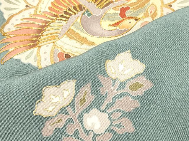 平和屋着物■色留訪問着　駒刺繍　鳳凰花文　金彩　正絹　逸品　CABM1025oy