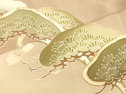 平和屋着物■豪華色留袖　駒刺繍　枝松文　暈し染め　金彩　正絹　逸品　CABM1026oy