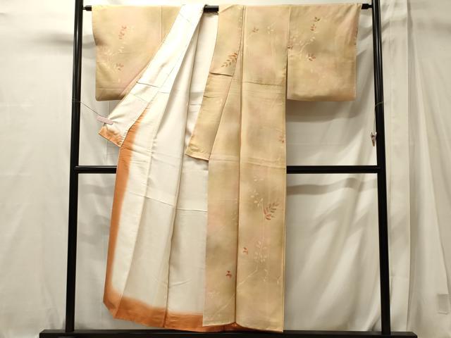 平和屋着物■上質な小紋　枝葉文　暈し染め　正絹　逸品　CABM1038oy