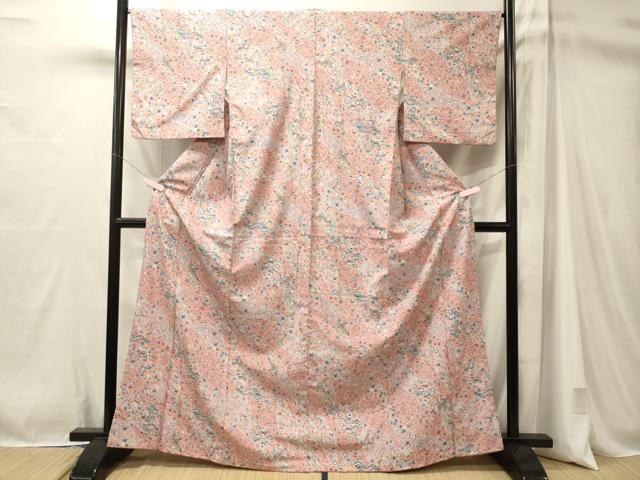 平和屋着物■小紋　道長風景吉祥花文　洗える着物　CABM1053oy