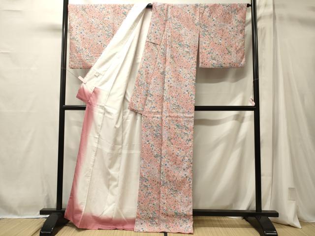 平和屋着物■小紋　道長風景吉祥花文　洗える着物　CABM1053oy