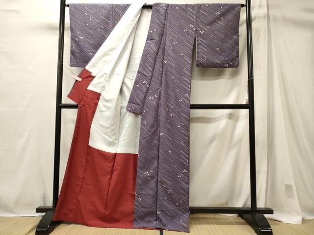 平和屋着物■小紋　斜線舞花びら文　洗える着物　CABM1068oy