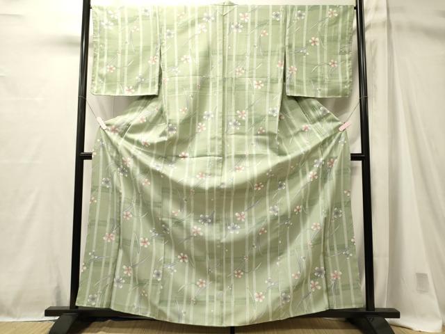 平和屋着物■上質な小紋　草花間道　洗える着物　未使用　CABM1069oy