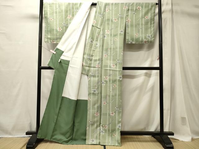 平和屋着物■上質な小紋　草花間道　洗える着物　未使用　CABM1069oy
