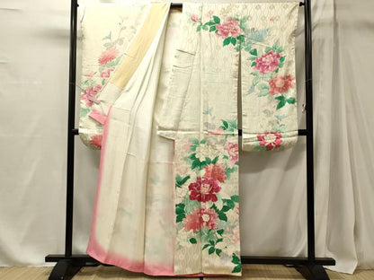 平和屋着物■豪華振袖　駒刺繍　草花文　暈し染め　金彩　正絹　逸品　CABM1072oy