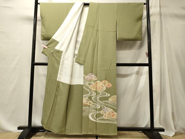 平和屋着物■豪華色留袖　駒刺繍　流水笠松吉祥文　金彩　正絹　逸品　未使用　CABM1078oy