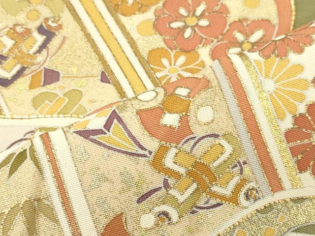 平和屋着物■豪華色留袖　駒刺繍　流水笠松吉祥文　金彩　正絹　逸品　未使用　CABM1078oy