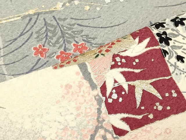 平和屋着物■上質な小紋　短冊流水草花文　暈し染め　金銀彩　正絹　逸品　未使用　CABM1079oy