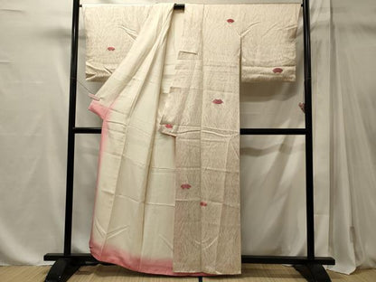 平和屋着物■上質な小紋　駒刺繍　地紙文　正絹　逸品　CABM1083oy