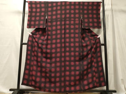 平和屋着物■上質な小紋　霞文　黒地　正絹　逸品　未使用　CABM1087oy