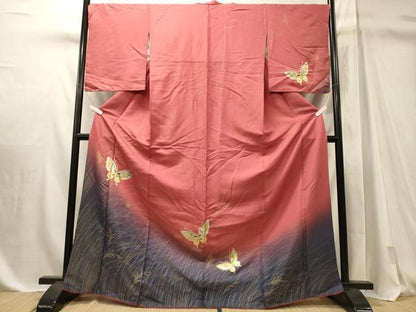平和屋着物■訪問着　舞蝶文　暈し染め　金銀彩　正絹　逸品　未使用　CABM1092oy