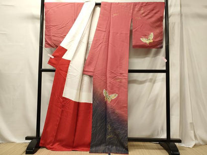 平和屋着物■訪問着　舞蝶文　暈し染め　金銀彩　正絹　逸品　未使用　CABM1092oy