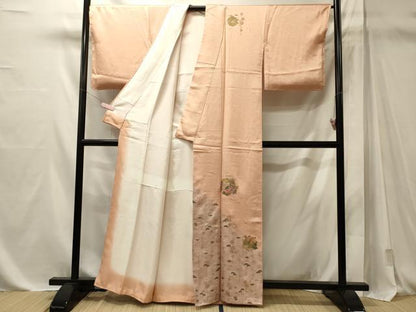 平和屋着物■訪問着　刺繍　雪輪花松文　暈し染め　金彩　正絹　逸品　未使用　CABM1095oy