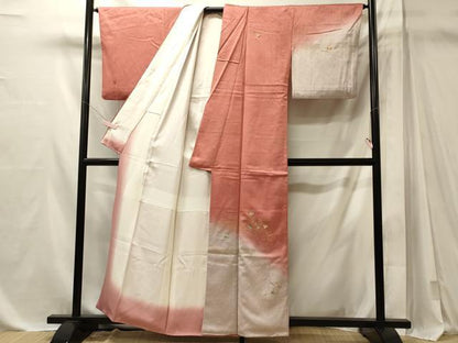 平和屋着物■訪問着　刺繍　舞葉松葉文　暈し染め　金彩　正絹　逸品　CABM1099oy