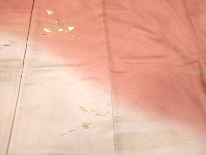 平和屋着物■訪問着　刺繍　舞葉松葉文　暈し染め　金彩　正絹　逸品　CABM1099oy