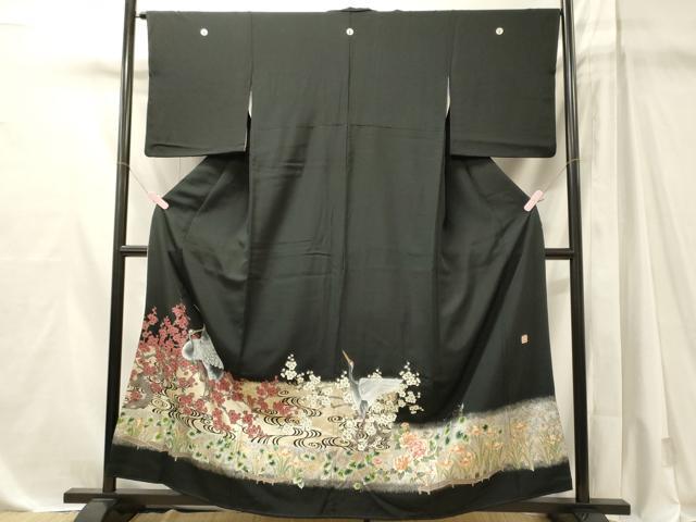 平和屋着物■豪華黒留袖　作家物　流水群鶴枝梅文　金銀彩　正絹　逸品　CABM1109oy