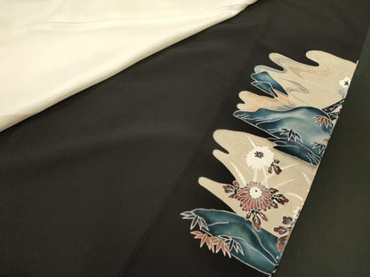 平和屋着物■豪華黒留袖　作家物　駒刺繍　鴛鴦草花文　暈し染め　金彩　正絹　逸品　CABM1110oy