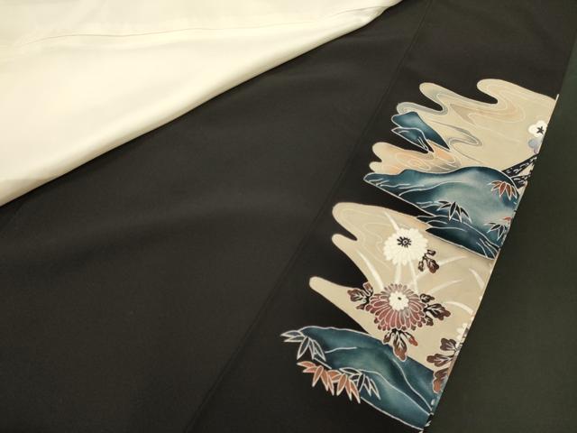 平和屋着物■豪華黒留袖　作家物　駒刺繍　鴛鴦草花文　暈し染め　金彩　正絹　逸品　CABM1110oy