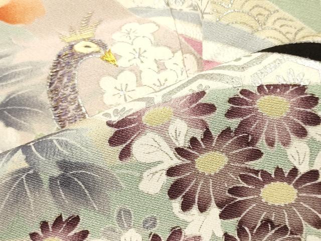 平和屋着物■豪華黒留袖　作家物　刺繍　孔雀花文　暈し染め　銀彩　正絹　逸品　CABM1111oy