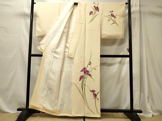 平和屋着物■訪問着　刺繍　草花文　金彩　正絹　逸品　CABM1112oy