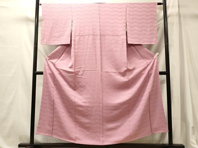 平和屋着物■上質な色無地　流水地紋　紅梅色　正絹　逸品　未使用　CABM1114oy