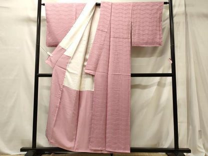 平和屋着物■上質な色無地　流水地紋　紅梅色　正絹　逸品　未使用　CABM1114oy