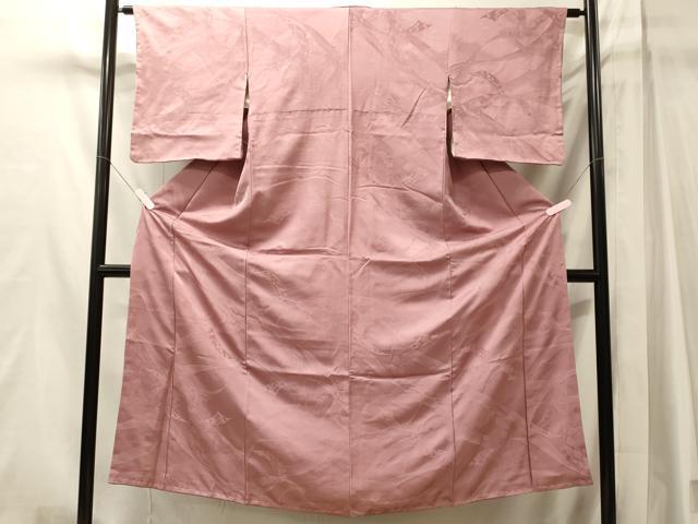 平和屋着物■上質な色無地　短冊吉祥花地紋　退紅色　正絹　逸品　未使用　CABM1117oy