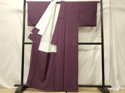 平和屋着物■上質な色無地　蒲葡色　正絹　逸品　CABM1118oy