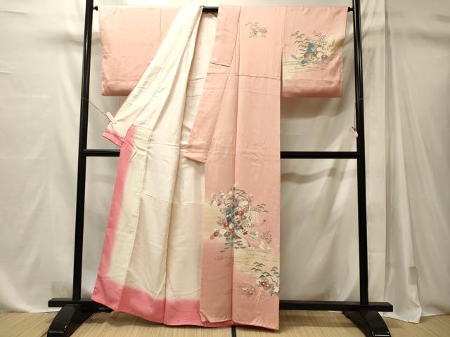 平和屋着物■訪問着　几帳流水花文　暈し染め　金彩　正絹　逸品　CABM1121oy