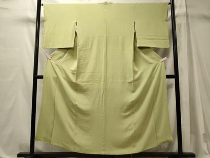 平和屋着物■上質な色無地　若菜色　正絹　逸品　CABM1126oy