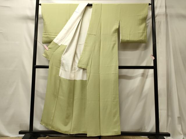 平和屋着物■上質な色無地　若菜色　正絹　逸品　CABM1126oy