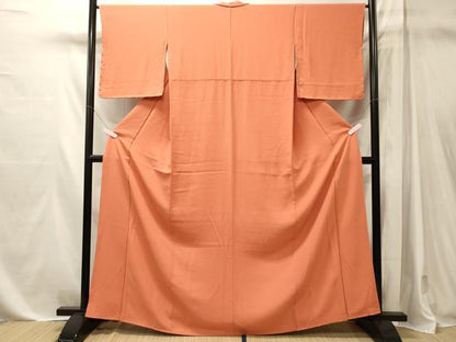 平和屋着物■上質な色無地　柿色　正絹　逸品　CABM1131oy