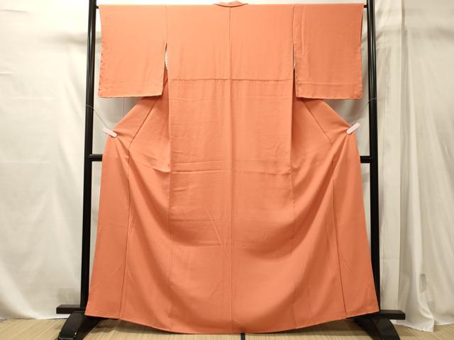 平和屋着物■上質な色無地　柿色　正絹　逸品　CABM1131oy