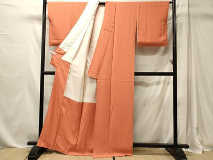 平和屋着物■上質な色無地　柿色　正絹　逸品　CABM1131oy